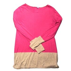 Pink & tan silk top